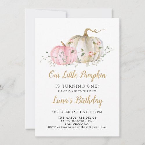 Our Little Pumpkin 1st Birthday Invitation