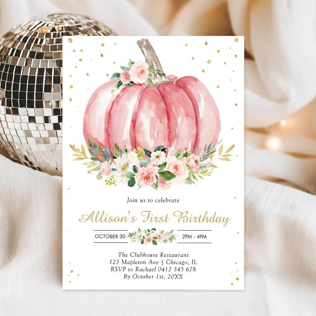 Our Little Pumpkin 1st Birthday Invitation (Creator Uploaded)