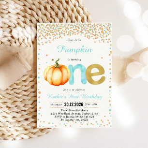 Our Little Pumpkin 1st Birthday Invitation
