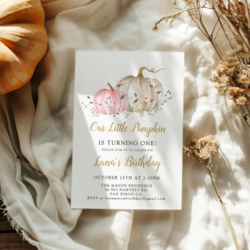 Our Little Pumpkin 1st Birthday Invitation