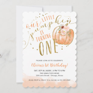 Our Little Pumpkin 1st Birthday Invitation Fall 