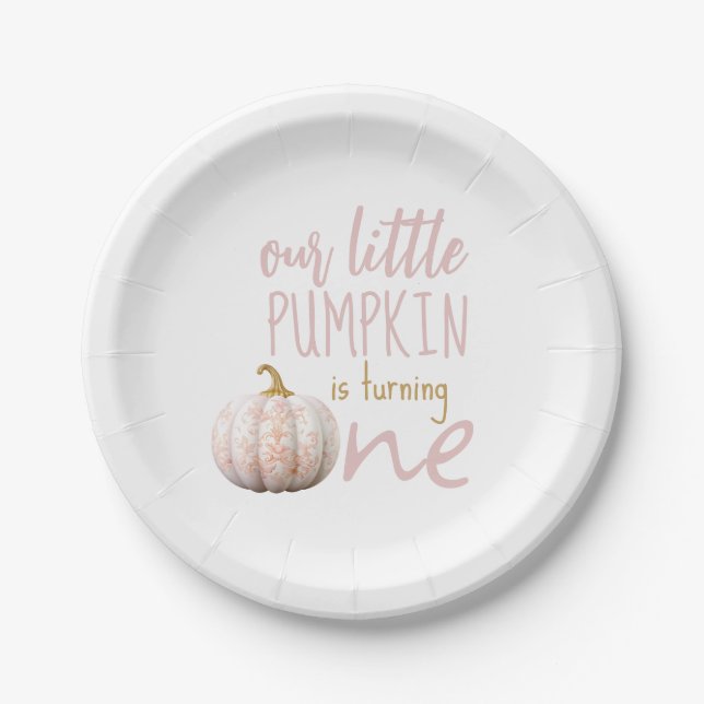 Our Little Pumpkin 1st Birthday Paper Plates (Front)