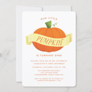 Our Little Pumpkin 1st Birthday Party Invitation