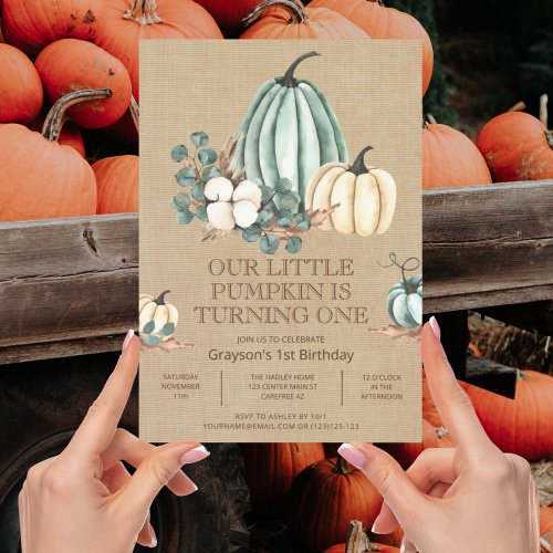 Our Little Pumpkin 1st Birthday Party Invitation