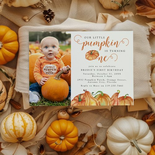 Our Little Pumpkin 1st Birthday Party Invitation