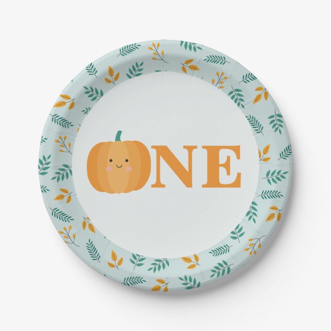 Our Little Pumpkin 1st Birthday Party Paper Plates (Front)