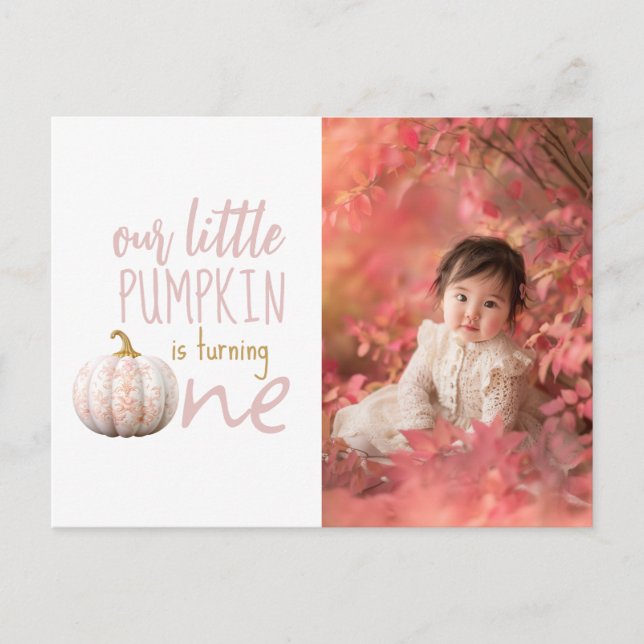 Our Little Pumpkin 1st Birthday Postcard (Front)