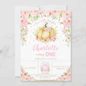 Our Little Pumpkin 1st First Birthday Girl Floral Invitation (Front)