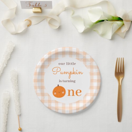 Our Little Pumpkin 1st Orange Fall First Birthday Paper Plates