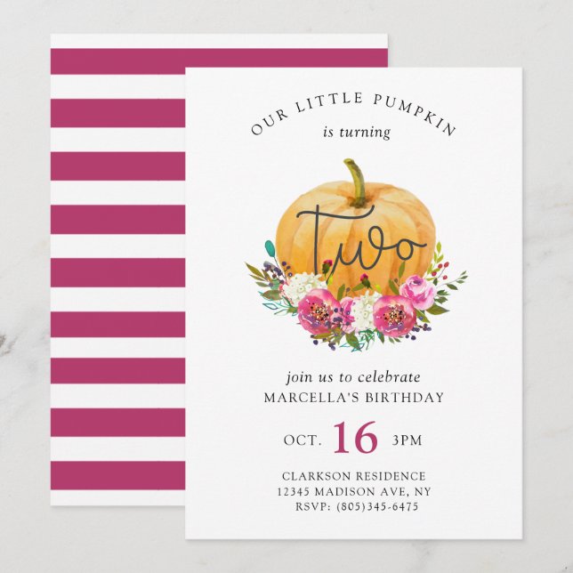Our Little Pumpkin 2nd Birthday Invitation (Front/Back)