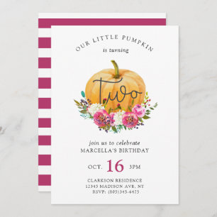 Our Little Pumpkin 2nd Birthday Invitation