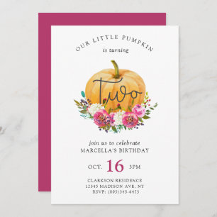 Our Little Pumpkin 2nd Birthday Invitation