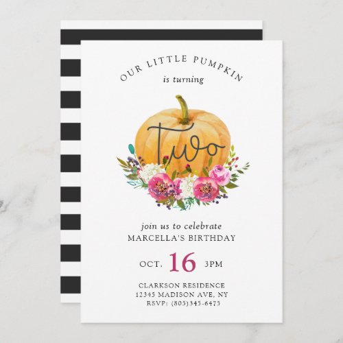 Our Little Pumpkin 2nd Birthday Invitation