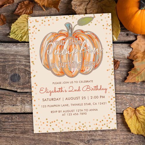 Our Little Pumpkin 2nd Birthday Invitation