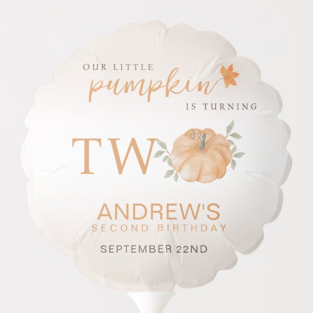 Our Little Pumpkin Autumn Fall 2nd Birthday Balloon (Back)
