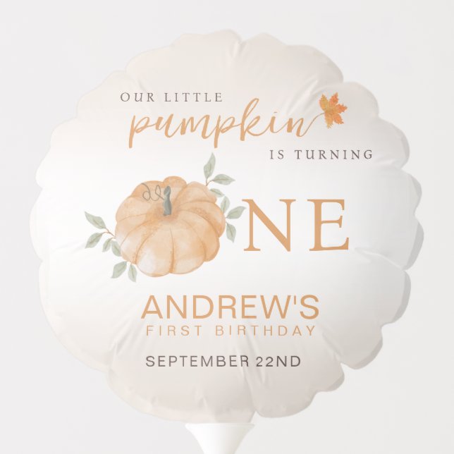 Our Little Pumpkin Autumn Fall First 1st Birthday Balloon (Back)