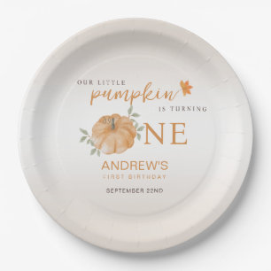 Our Little Pumpkin Autumn Fall First 1st Birthday Paper Plates
