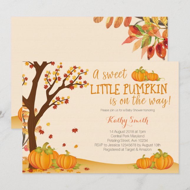 Our Little Pumpkin BABY SHOWER Invitation (Front/Back)