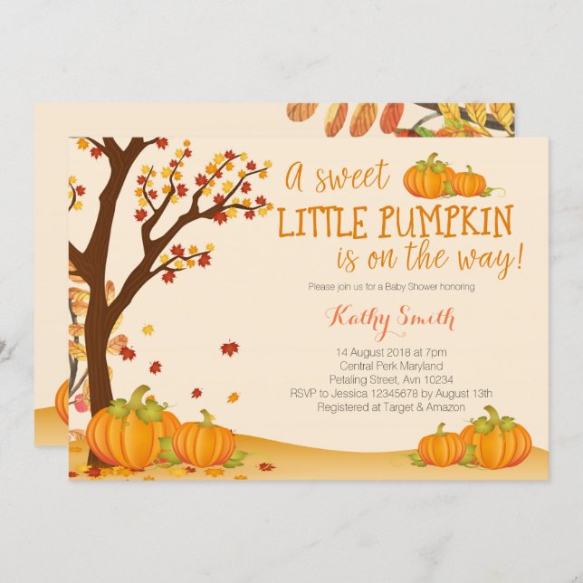 Our Little Pumpkin BABY SHOWER Invitation (Front/Back)