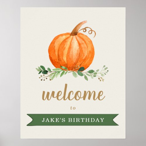 Our Little Pumpkin Birthday Favor Welcome Sign