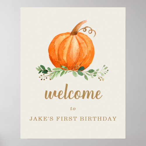Our Little Pumpkin Birthday Favor Welcome Sign