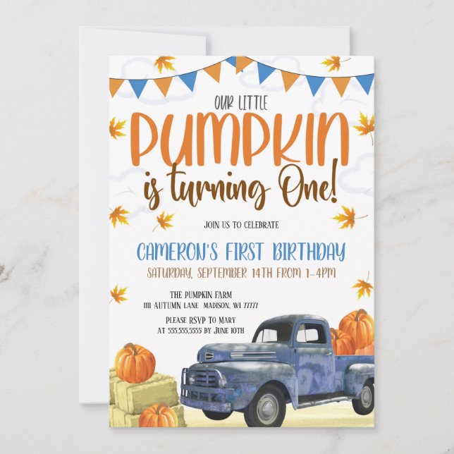 Our Little Pumpkin Birthday Invitation (Front)