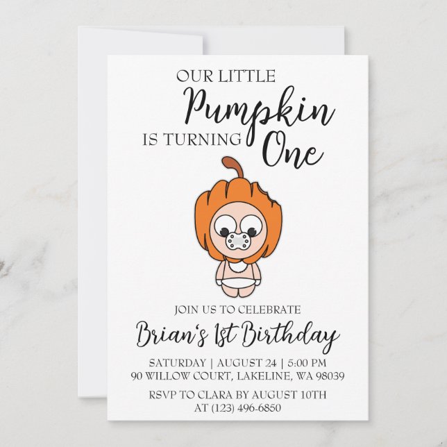our little pumpkin birthday invitations (Front)
