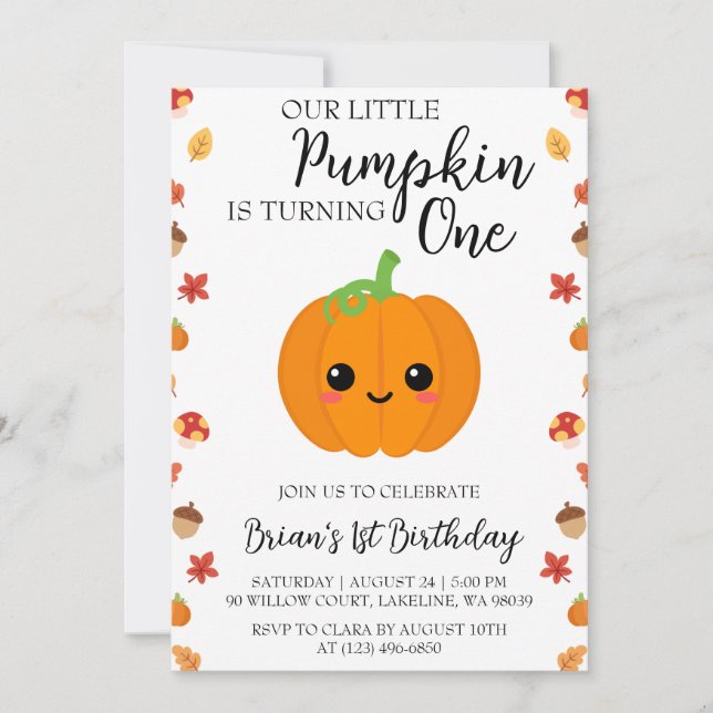 our little pumpkin birthday invitations (Front)