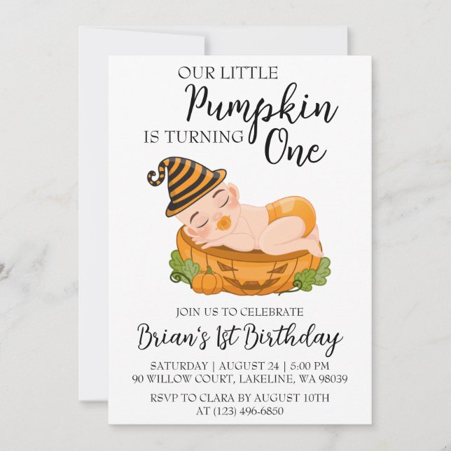our little pumpkin birthday invitations (Front)