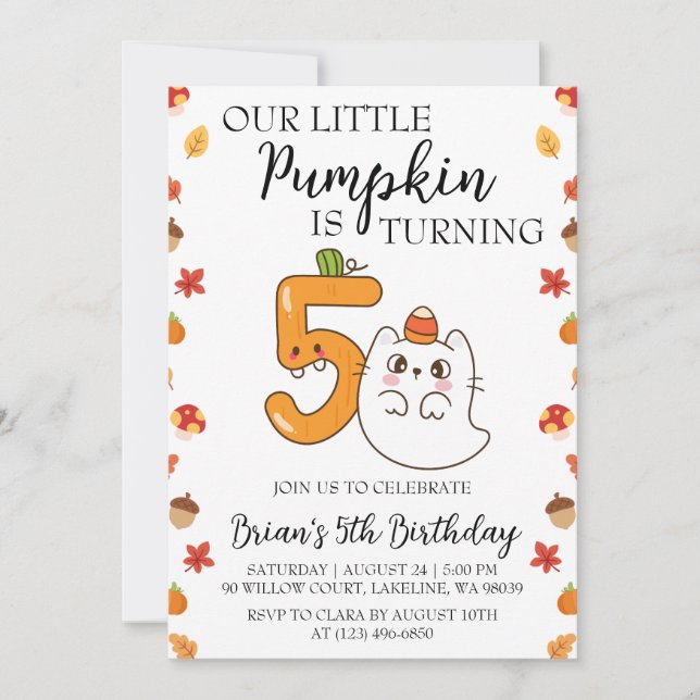 our little pumpkin birthday invitations (Front)