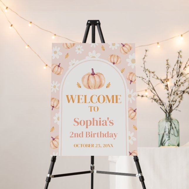 Our Little Pumpkin Birthday Party Welcome Sign (In Situ (Stand))