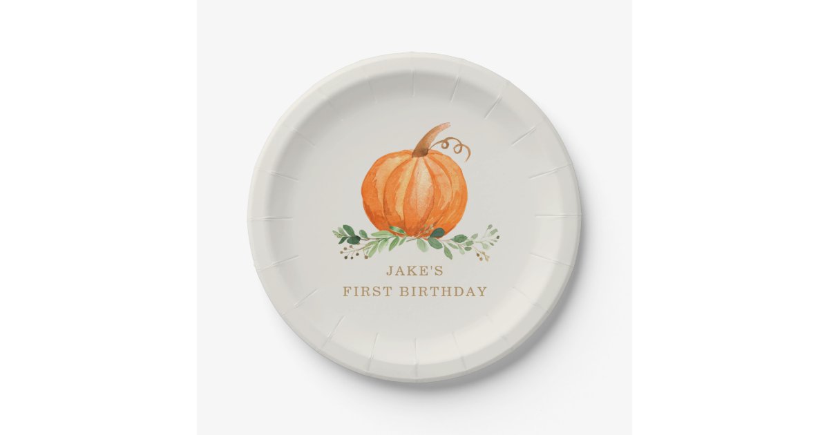 Our Little Pumpkin Birthday Plate | Zazzle.com