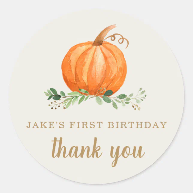Our Little Pumpkin Birthday Sticker | Zazzle
