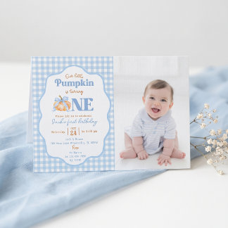 Our Little Pumpkin Blue 1st Birthday Invitation