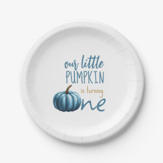 Our Little Pumpkin Blue 1st Birthday  Paper Plates