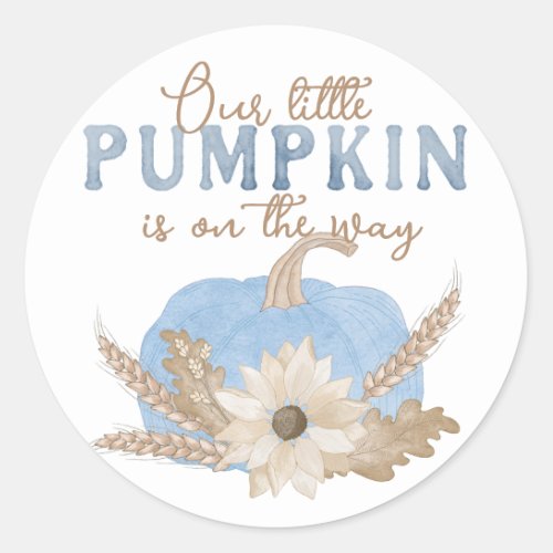 Our Little Pumpkin _ Blue Classic Round Sticker