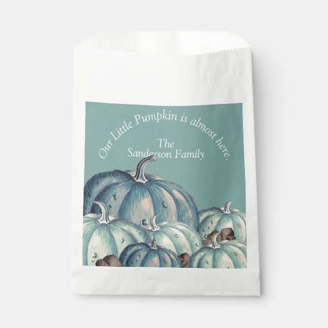 Our Little Pumpkin Blue Pumpkin Baby Shower  Favor Bag (Front)