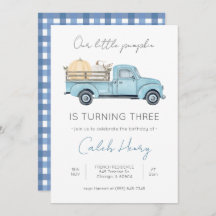 Our Little Pumpkin/Blue Truck Birthday invitation