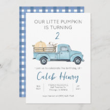 Our Little Pumpkin/Blue Truck Birthday Invitation