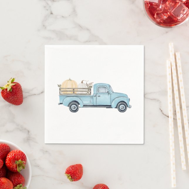 Our Little Pumpkin/Blue Truck Birthday Napkins (Insitu)