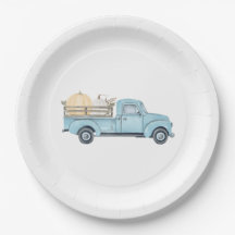 Our Little Pumpkin/Blue Truck Birthday Paper Plate