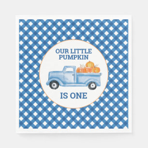 Our Little Pumpkin blue truck first birthday Napkins