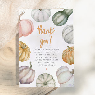 Our Little Pumpkin Boho Fall Birthday Party Thank You Card