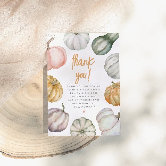 Our Little Pumpkin Boho Fall Birthday Party Thank You Card (Creator Uploaded)