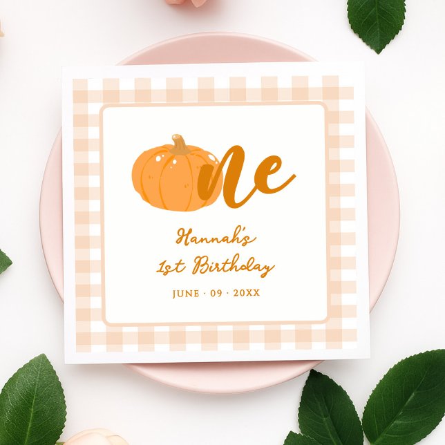 Our Little Pumpkin Boho Orange 1st Birthday  Napkins (Creator Uploaded)