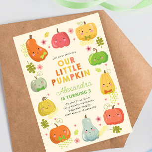 Our Little Pumpkin, Boys Birthday Photo Invitation