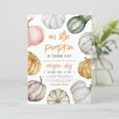 Our Little Pumpkin Cute Boho Fall Birthday Party Invitation (Standing Front)