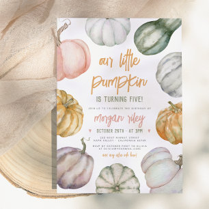 Our Little Pumpkin Cute Boho Fall Birthday Party Invitation