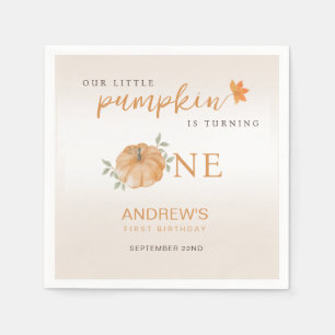 Our Little Pumpkin Fall Autumn 1st Birthday Napkins