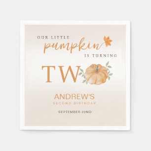 Our Little Pumpkin Fall Autumn 2nd Birthday Napkins